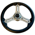 Schmitt Marine Torcello 14" Wheel - 03 Series - Polyurethane Wheel w/Chrome Trim &amp; Cap - Brushed Spokes - 3/4" Tapered Shaft - Retail Packaging